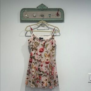 Current Mood Floral Mini Dress Velvet Love Pink and Green medium women’s new